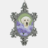 Labrador Retriever Puppy Painting Original Dog Art Schneeflocken Zinn-Ornament (Links)