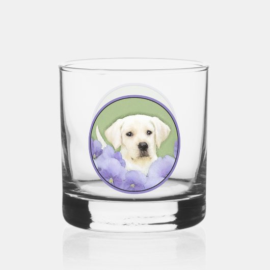 Labrador Retriever Puppy Painting Original Dog Art Whiskyglas (Rückseite)