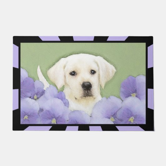 Labrador Retriever Puppy Painting Original Hunde A Fußmatte (Vorderseite)