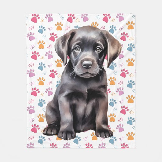 Labrador Retriever Puppy Paw Prints Dog Lover Fleecedecke (Vorderseite)