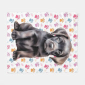 Labrador Retriever Puppy Paw Prints Dog Lover Fleecedecke (Vorderseite (Horizontal))