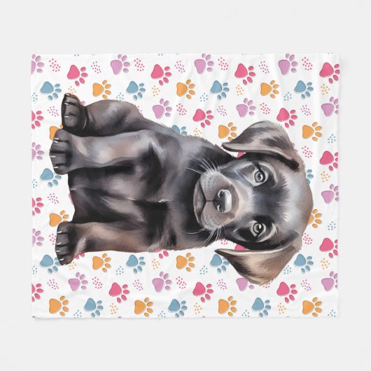 Labrador Retriever Puppy Paw Prints Dog Lover Fleecedecke (Vorderseite (Horizontal))