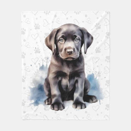 Labrador Retriever Puppy Paw Prints Dog Lover Fleecedecke (Vorderseite)