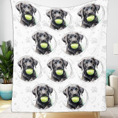 Labrador Retriever Puppy Tennis Ball Pattern Dog Fleecedecke