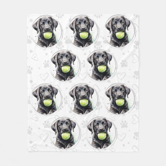 Labrador Retriever Puppy Tennis Ball Pattern Dog Fleecedecke (Vorderseite)