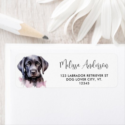 Labrador Retriever Puppy Watercolor Rücksendeadres (Insitu)