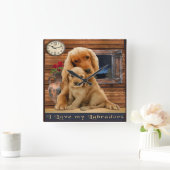 Labrador Retriever Quadratische Wanduhr (Zuhause)