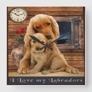 Labrador Retriever Quadratische Wanduhr