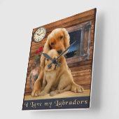 Labrador Retriever Quadratische Wanduhr (Winkel)