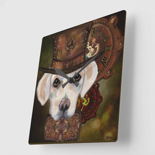 Labrador Retriever Quadratische Wanduhr (Winkel)