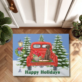 Labrador Retriever Red Vintag Truck Familienname Fußmatte