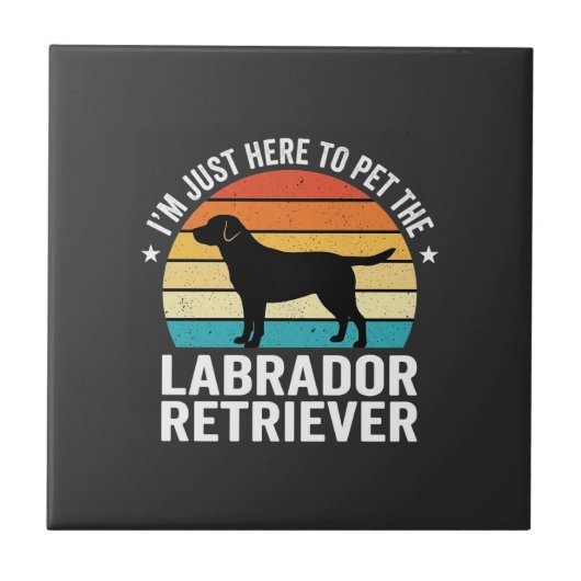 Labrador Retriever Retro Hund Streicheln Fliese (Vorderseite)