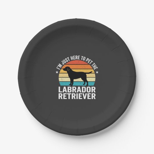 Labrador Retriever Retro Hund Streicheln Pappteller (Vorderseite)