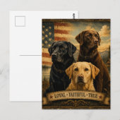  Labrador Retriever Rustic American Flag  Postkarte (Vorne/Hinten)