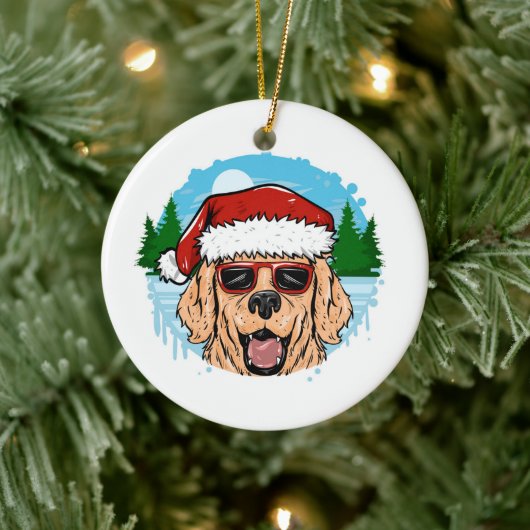 Labrador Retriever santa Claus dieser Illustration Keramik Ornament (Baum)