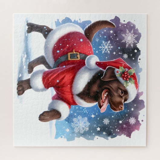 Labrador Retriever Santa Dog Christmas Puppy Puzzle (Horizontal)