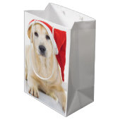 Labrador Retriever Santa Medium Geschenktasche Mittlere Geschenktüte (Rückseite Schrägansicht)