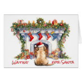 Labrador Retriever Santa Wait Weihnachtsfeuer (Vorderseite (Horizontal))