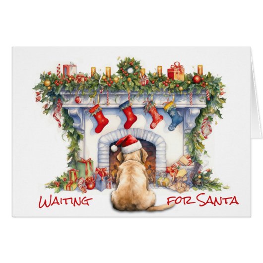 Labrador Retriever Santa Wait Weihnachtsfeuer (Vorderseite (Horizontal))