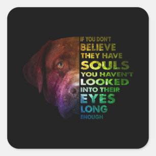 Labrador Retriever schaute in ihren Hund am Auge. Quadratischer Aufkleber