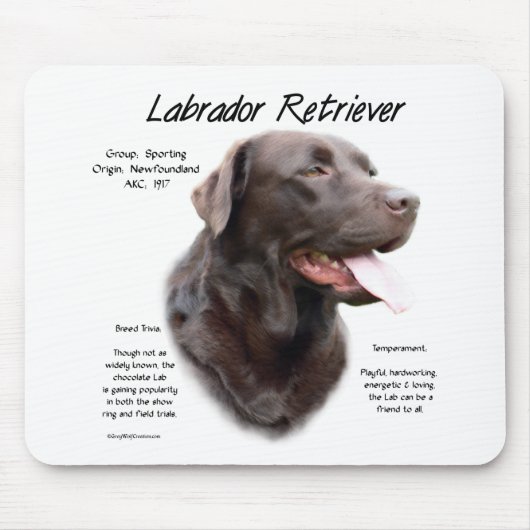 Labrador Retriever (Schokolade) Historisches Desig Mousepad (Vorne)