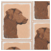 Labrador retriever (Schokolade) malend - Stoff (Nahaufnahme)
