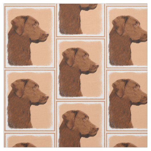 Labrador retriever (Schokolade) malend - Stoff (Muster)
