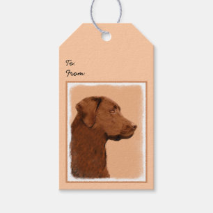 Labrador Retriever (Schokolade) Malerei - Hundekun Geschenkanhänger