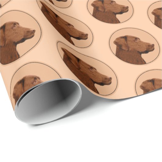 Labrador Retriever (Schokolade) Malerei - Hundekun Geschenkpapier (Rolleneckpunkt)