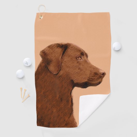 Labrador Retriever (Schokolade) Malerei - Hundekun Golfhandtuch (Insitu)