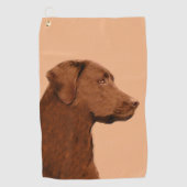 Labrador Retriever (Schokolade) Malerei - Hundekun Golfhandtuch (Vorderseite)