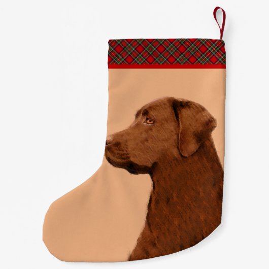 Labrador Retriever (Schokolade) Malerei - Hundekun Kleiner Weihnachtsstrumpf (Rückseite)