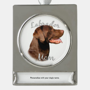 Labrador Retriever (Schokolade) Mama 2 Banner-Ornament Silber