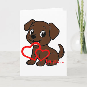 Labrador Retriever Schokolade Valentinstag Cartoon Karte