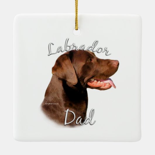 Labrador Retriever (Schokolade) Vater 2 Keramikornament (Rückseite)