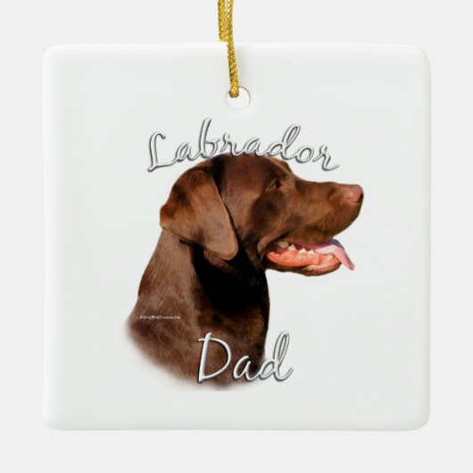 Labrador Retriever (Schokolade) Vater 2 Keramikornament (Vorderseite)