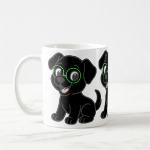 Labrador Retriever Schwarz Cartoon Mit Brille Kaffeetasse