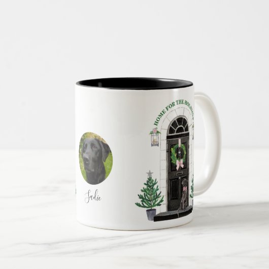 Labrador-Retriever-Schwarz-Labrador-Zuhause für Zweifarbige Tasse (VorderseiteRechts)