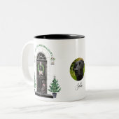 Labrador-Retriever-Schwarz-Labrador-Zuhause für Zweifarbige Tasse (Vorderseite Links)