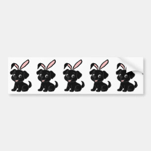 Labrador Retriever Schwarz Ostern Sitzend Cartoon Autoaufkleber