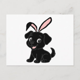 Labrador Retriever Schwarz Ostern Sitzend Cartoon Postkarte