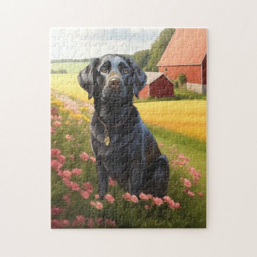 Labrador Retriever Schwarz Puzzle (Vertikal)
