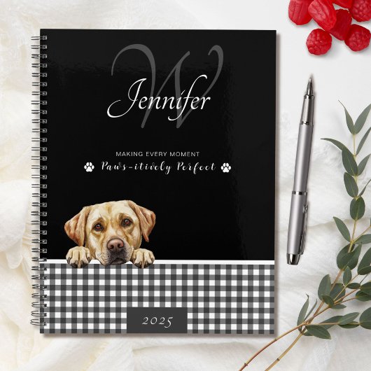 Labrador Retriever Schwarz-weiß Gingham Individuel Planer