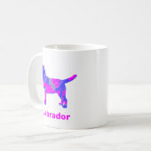 Labrador Retriever Silhouette Crazy Hot Pink Kaffeetasse (Vorderseite Links)