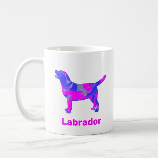 Labrador Retriever Silhouette Crazy Hot Pink Kaffeetasse (Links)