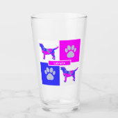 Labrador Retriever Silhouette Dog & Paw Pink Blue Glas (Vorderseite)