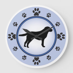 Labrador-Retriever-Silhouette Große Wanduhr