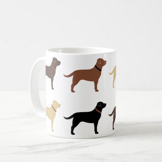 Labrador Retriever Silhouette Muster Labrador Kaffeetasse (Vorderseite Links)