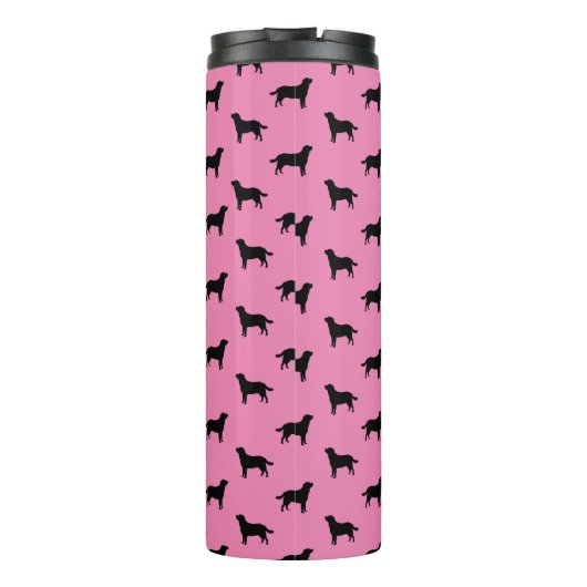 Labrador Retriever Silhouette Muster rosa Thermosbecher (Rückseite)