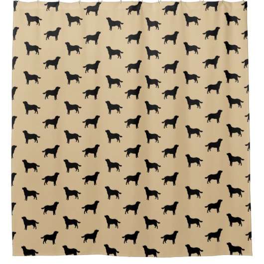Labrador Retriever Silhouette Pattern Beige Duschvorhang (Vorderseite)